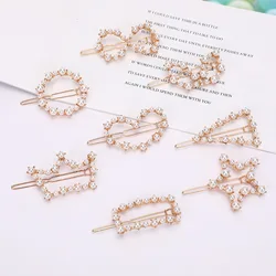 Fashion Crystal Pearl Hair Clip Metal Hairclip Elegant Barrette Bobby Pins Wedding Headwear for Women