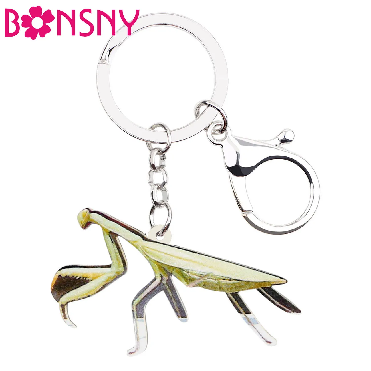 Bonsny Acrylic Novelty Mantis Devil Horse Key Chains Keychains Holder Animal Jewelry Gift For Women Girls Bag Car Wallet Pendant