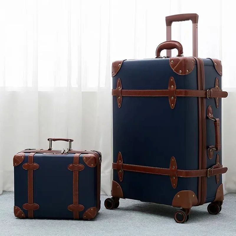 Hot!New Retro soild color Travel Bag Rolling Luggage sets,12\