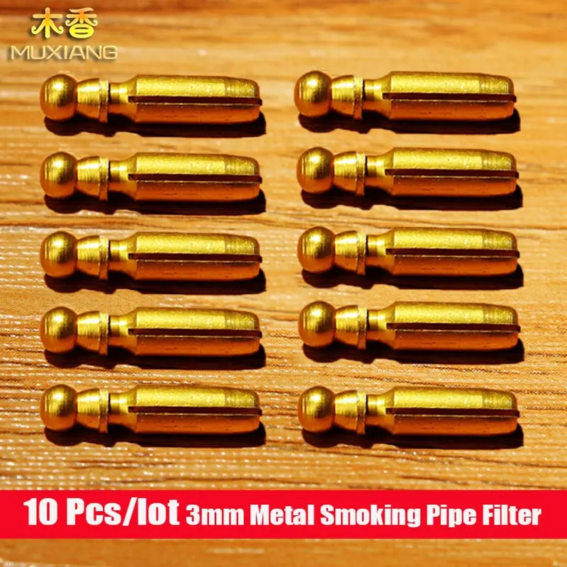 MUXIANG 10 Pcs/lot 3mm Metal Smoking Pipe Filter for Acrylic Mouthpiece of Tobacco Pipe Smoking Tools 3mm Pipe Filtlers  fd0009