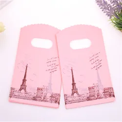 Hot Sale New Design Wholesale 50pcs/lot 9*15cm Luxury European Eiffel Tower Mini Plastic Packaging Bags Small Gift Bag