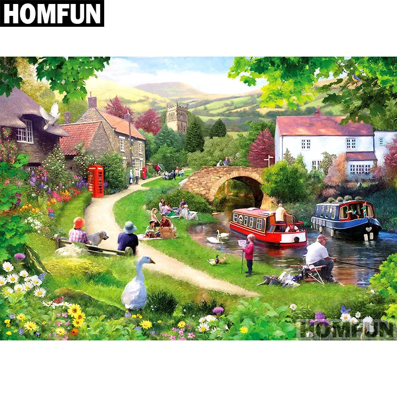 HOMFUN Full Square/Round Drill 5D DIY Diamond Painting 