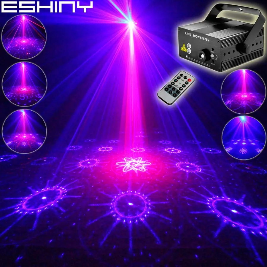 

ESHINY Red Blue Laser 64 Patterns Projector DJ Dance Light Party Blue Led Bar Xmas Disco Family Effect Stage Lamp Show T192D4