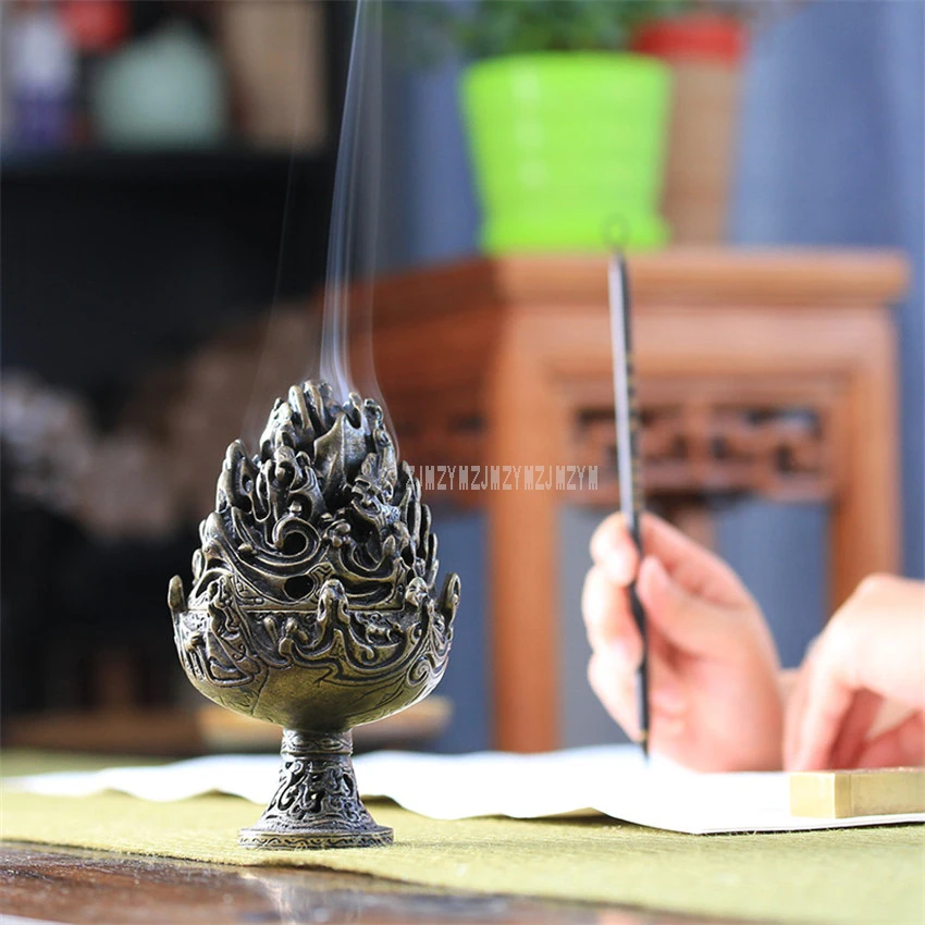 Classic Torch Design Metal Incense Burner Aromatherapy Smoke Mini Incense Censer Holder Stove Craft for Home Office Decoration