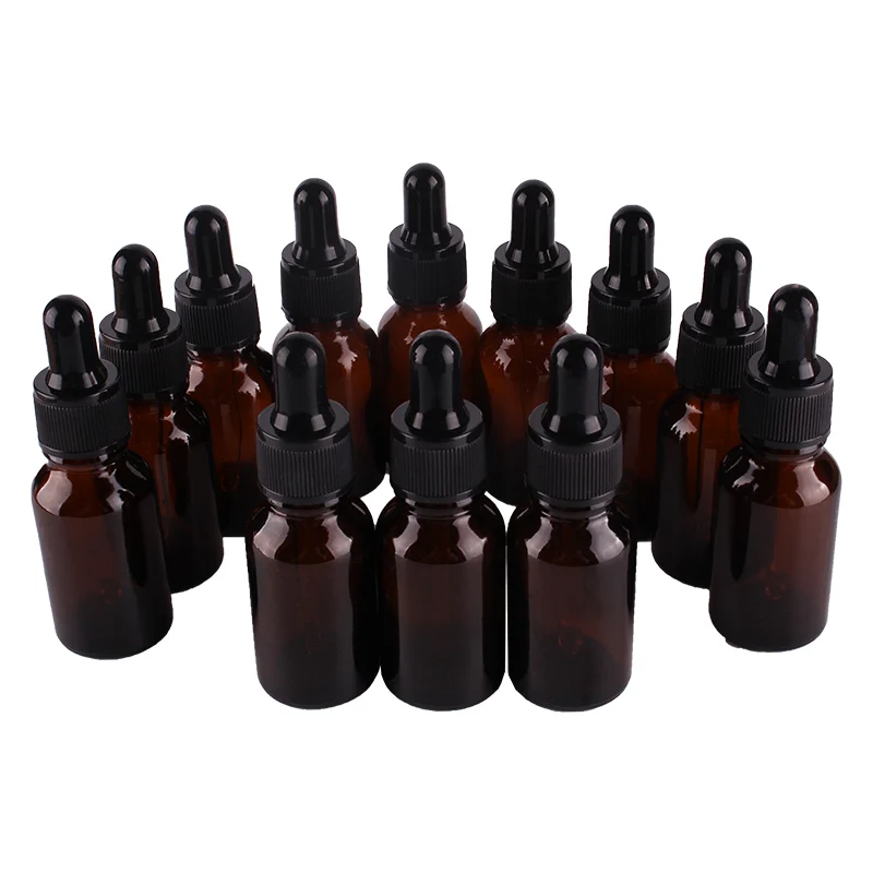 

12pcs 15ml Amber Glass Dropper Bottles with Pipette for essential oils aromatherapy lab chemicals