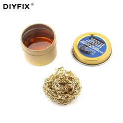 Soldering Iron Tips Cleaner with Rosin Flux Soldering Paste Alloy Copper Brass Wire Sponge Soldering Welding Cleaning Tools Set