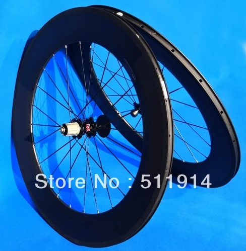 

WS-CW08 Full Carbon Road bike 88mm Clincher Wheelset 700C Clincher Rim , black Spokes , black hub , front and rear