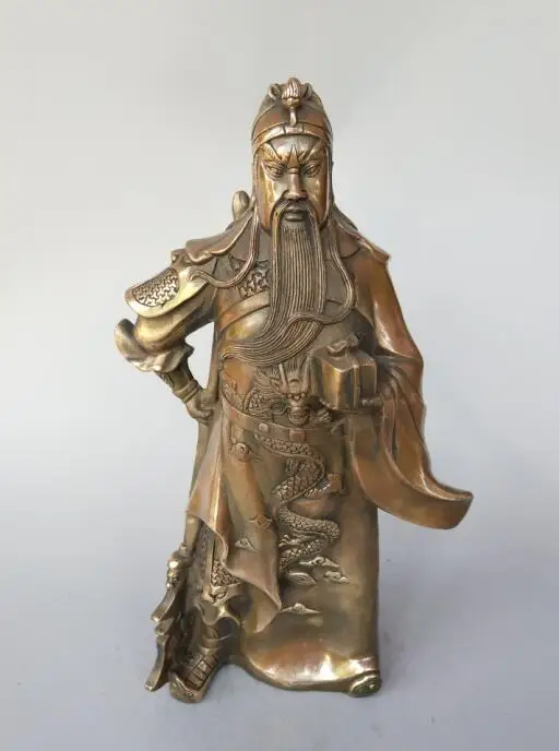 

Chinese archaize brass god of wealth Guan Gong crafts statue