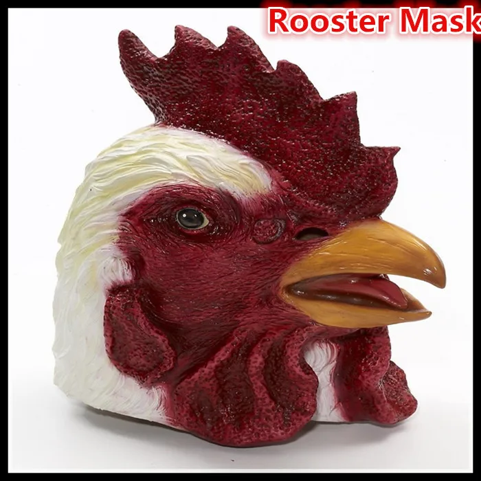 Free shipping 100% Deluxe Latex Rooster Mask Latex Facemask Chicken Adult Full Face Realistic Look Animal Full Head Cock Mask