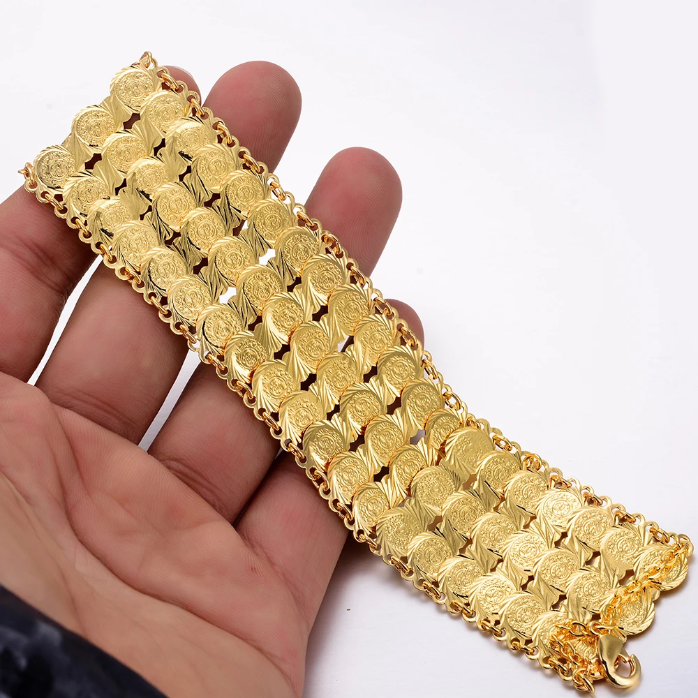 homme Gold Color Coin Bracelets bracelets&bangles for women 24k plated  gold bracelet women/girls bracelet