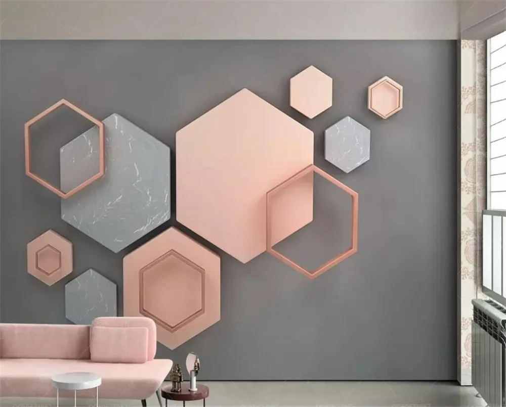 

wellyu Custom wallpaper 3d murals обои hexagonal mosaic modern minimalist geometric TV background wall papers home decor mural