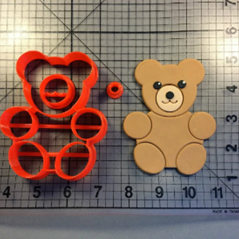 Lovely Teddy Bear Cake Decorating Tools Made 3D Printed Cookie Cutter Set Fondant Cupcake Moulds Kitchen Accessories