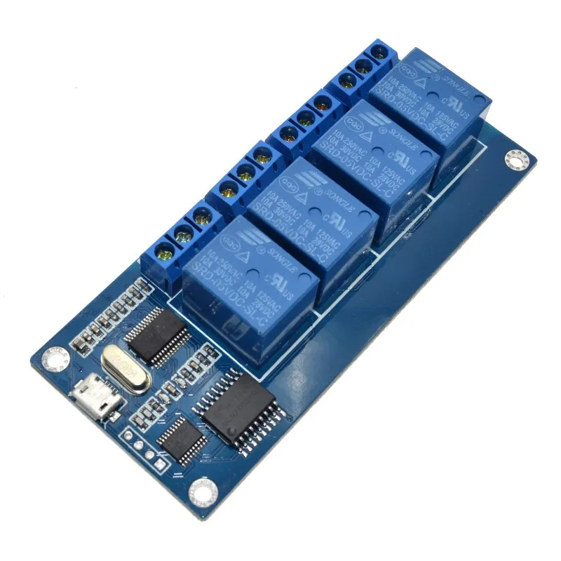 micro usb relay controller module 5v dc 4 channel relay module with indicator 4 way output usb interface software control