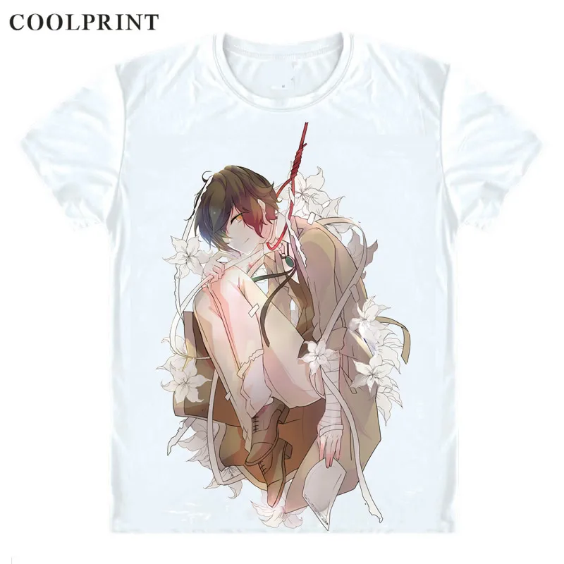 Dazai Osamu BONES Bandaged Neck T Shirt Bungou Stray Dogs Literary Men Casual TShirt Premium T-Shirt Printed Short Sleeve Shirts