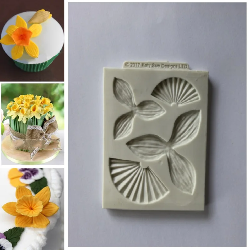 JX-LCLYL Silicone Flower Petal Daffodils Fondant Mould Cake Decor Sugarcraft Icing Mold