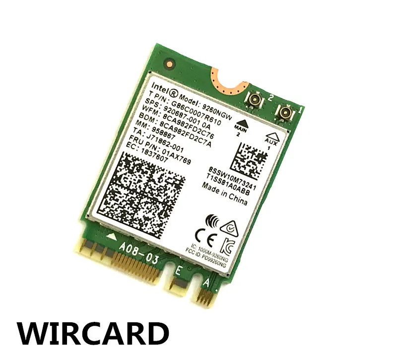 Tarjeta de red inalámbrica 9260NGW de 1730Mbps para ordenador portátil, dispositivo de doble banda NGFF 2x2, 802.11ac, BT 9260, Windows 10