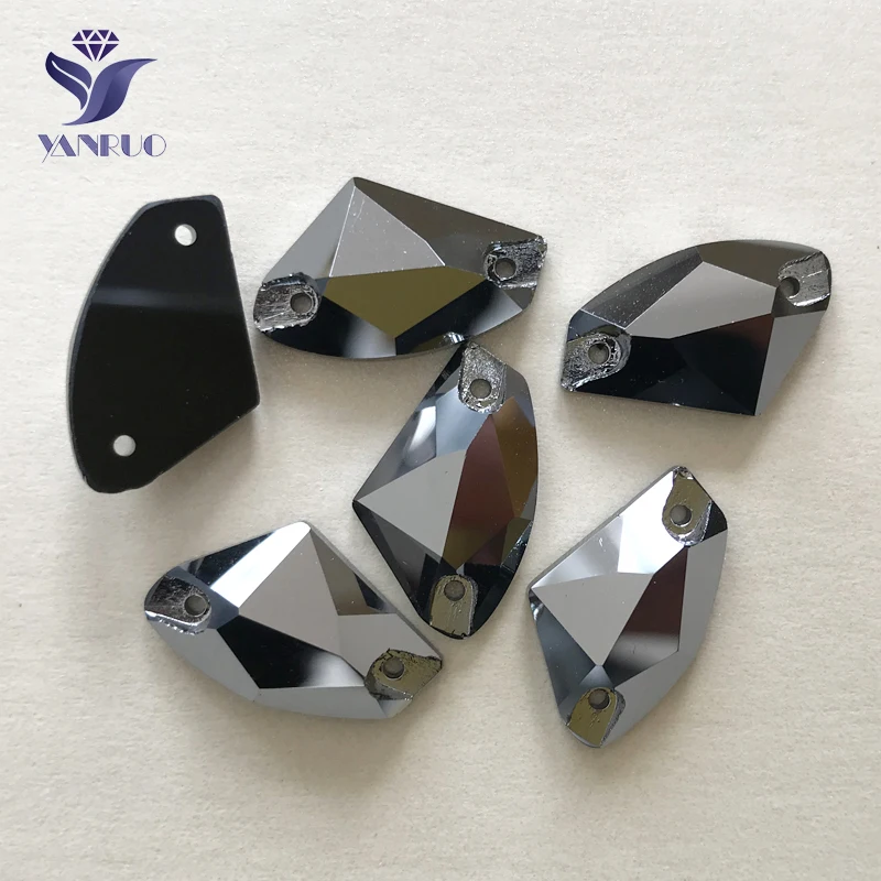YANRUO 3256 Galactic All Sizes Jet Hematite Sew On Crystal Flatback Strass Stone Sewing Rhinestone Beads DIY