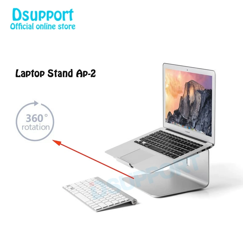 Регулируемая подставка для ноутбука из алюминиевого сплава с вращением на 360 градусов, угол 15 градусов для домашнего/офисного ноутбука 11-17 дюймов AP-2