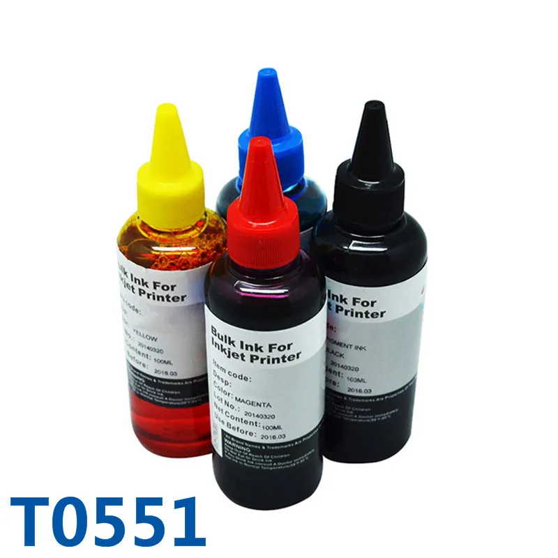 Hot Sale 4X100ml T0551 For Epson Printer Ink Refill Ink Kit For Epson Stylus Photo R240/RX420/RX425/RX520 For Epson Bulk Ink