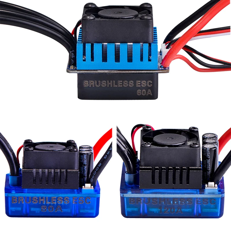 Waterproof 25A 35A 45A 60A 80A 120A ESC Brushless Senseless Speed Controller for 1/8 1/10 1/12 RC Car Crawler RC Boat Part