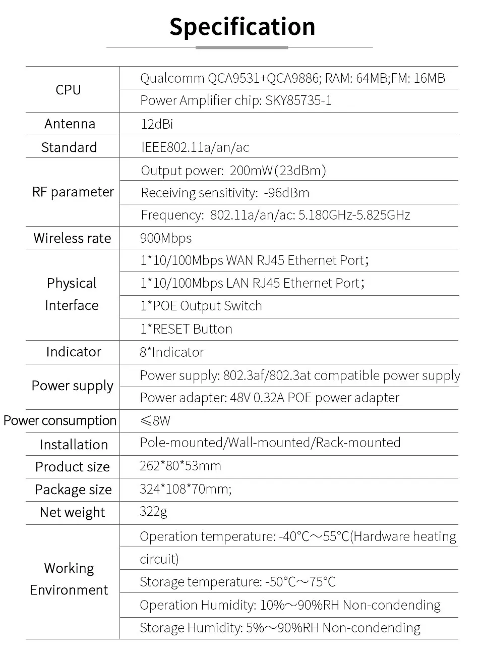 COMFAST 300-900M 2,4/5,8G Wireless AP Bridge Access Point WIFI Long Range Outdoor WIFI CPE WIFI Antenne Repeater Nanostation Amp – Detail 3