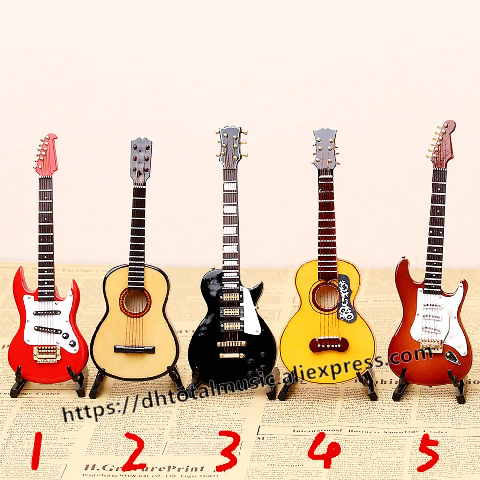 Dh 1/6 Scale Wooden Guitar Model with Stand and Box Dollhouse Miniature Bass Decor Musical Instrument for Action Figures Dolls