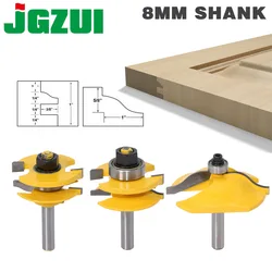 8mm Shank wysokiej jakości podniesiony Panel drzwi do szafki zestaw bitów rozwiertaków-3 Bit Ogee frez do drewna Router do obróbki drewna bity