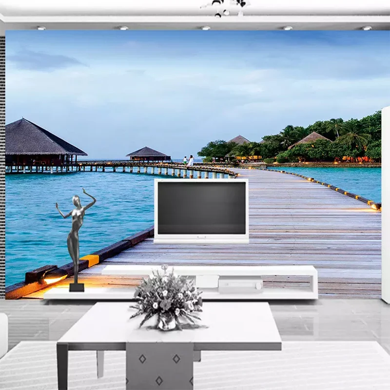 Custom 3D Photo Wallpaper Maldives Seaside Scenery 3D Living Room Bedroom TV Background Home Decor Mural Wall Cloth Papel Mural