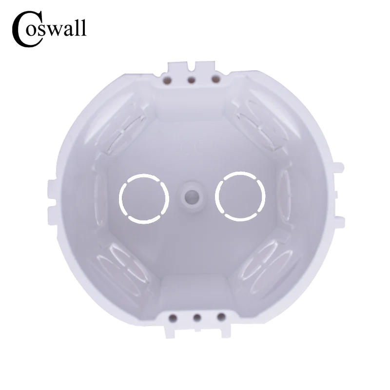 Coswall-スイッチとソケット用の丸い壁の取り付けボックス,内部カセット,配線ボックス,白いバックボックス,eu標準