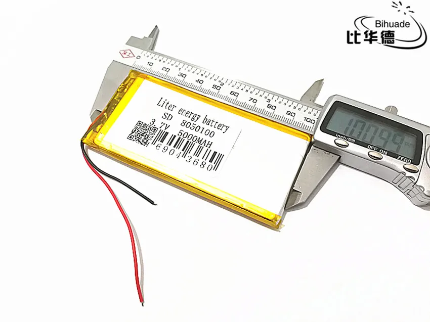 3.7V 8050100 5000mAh Polymer Lithium LiPo Rechargeable Battery For GPS PSP DVD PAD E-book