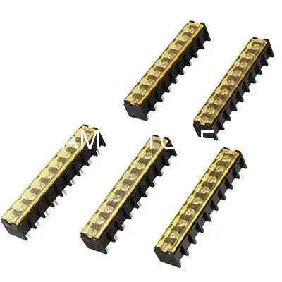 5pcs HB-9500 9 Position Screw Barrier Terminal Block 300V 30A w Covered