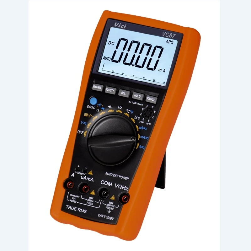 

VC87 True RMS Multimeter Digital Multi Meter Analog Tester Thermometer Resistance AC DC Ohm Hz C 6000 Voltmeter Motor Drives