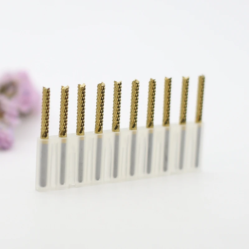 3.175mm 10PCS  Titanium coated strawberry PCB milling cutter corn tooth metal tungsten carbide CNC engraving router woodworking