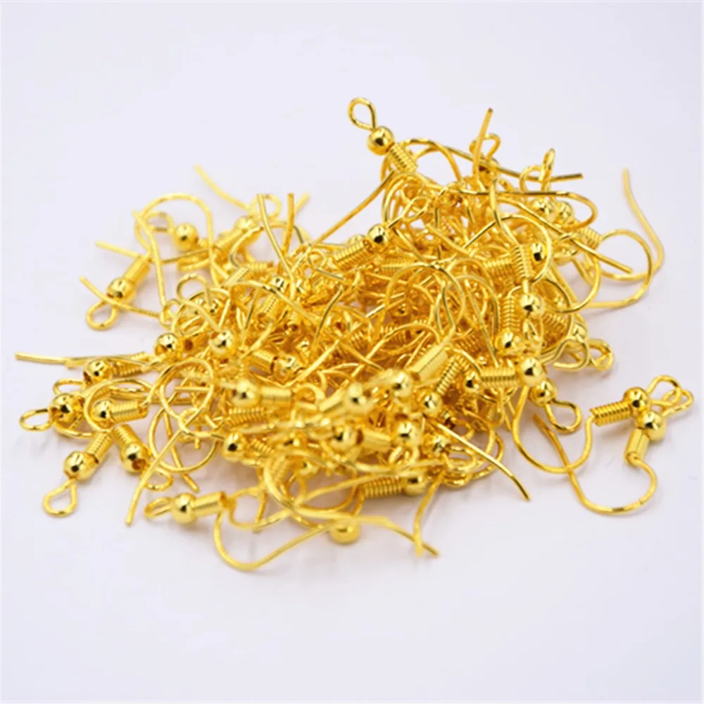 

Wholesale 50PCS Lot 18mm 18KG Yellow Gold Earring Hooks Ball Jewelry Accessory Findings Ear Wire