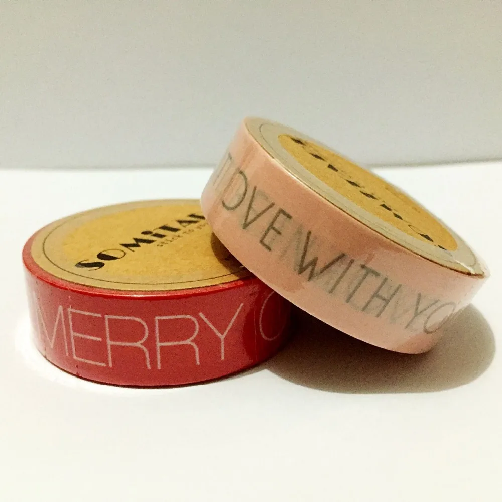 lovely  washi paper  tape/15mm*10m red background  merry christmas  and Pink  background love masking washi tape