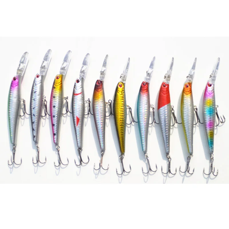 Laser Lures Minnow Long Tongue Board Hard Bait Artificial Lures Fishing Tackle 125mm 14g  Lot 10 Pieces Sale