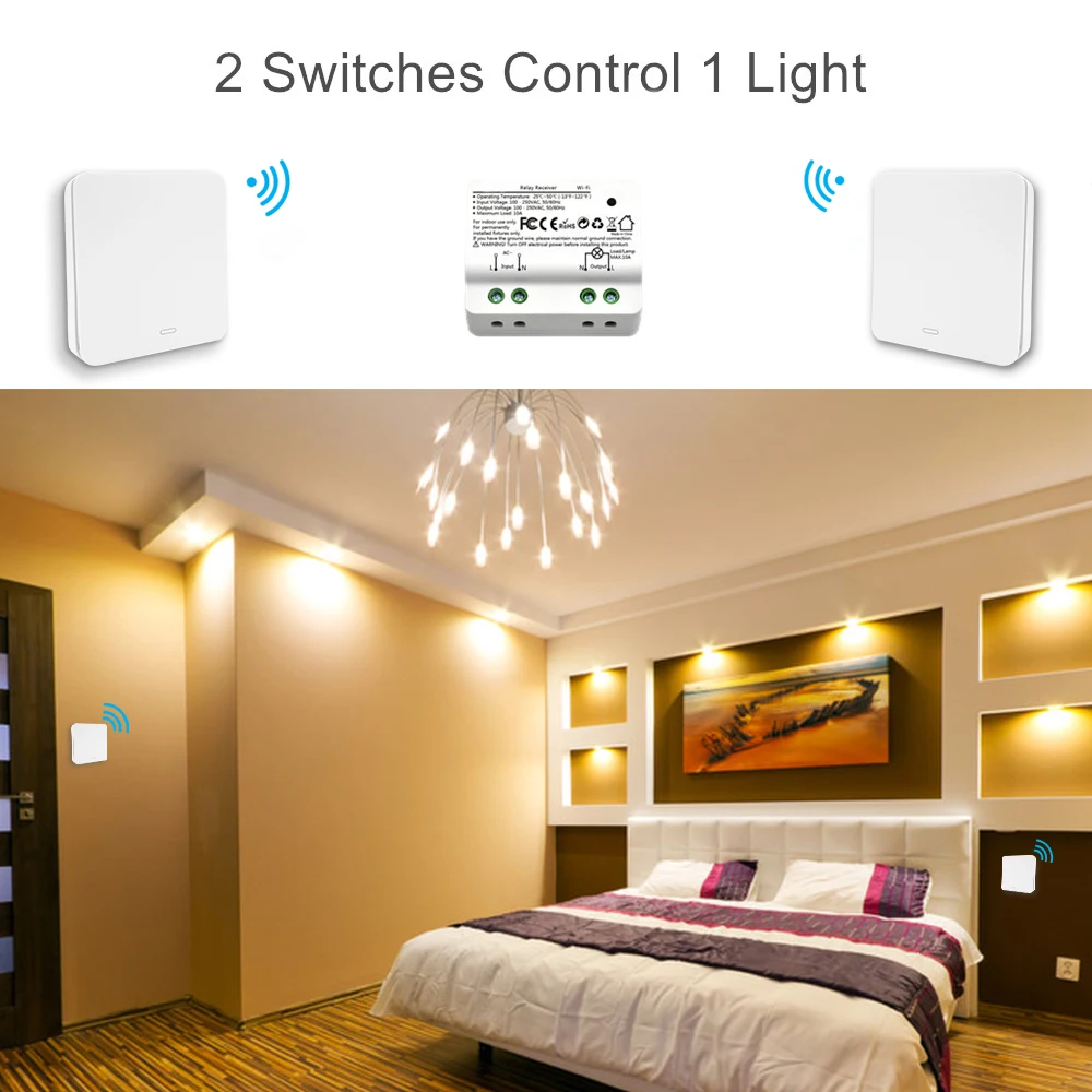 Wireless Light Switch Remote Control Light Ventilator Fans 10A Self Powered No Battery No WiFi No Wire Needed Easy to use