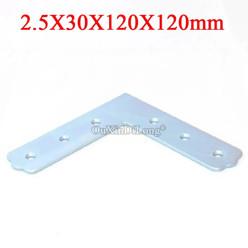 New 10PCS Metal Flat Corner Braces 30X120X120mm L Shape Photo Frame Fixed Brackets Board Shelf Furniture Connecting Fittings