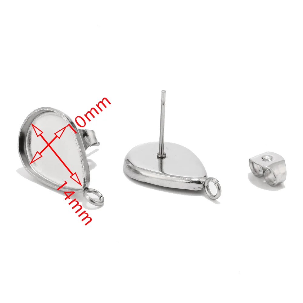 

Серьги-гвоздики из нержавеющей стали, 10 х14 мм, 50 шт.