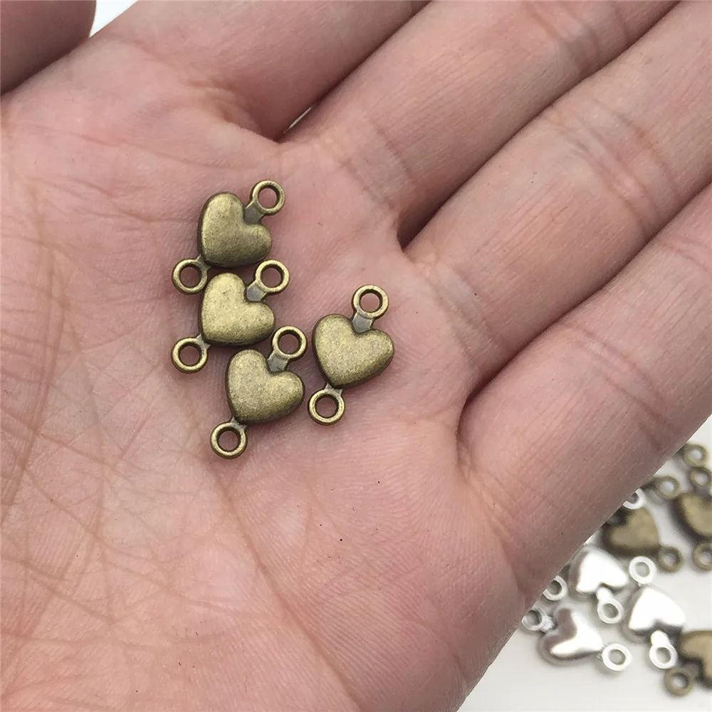 Zinc Alloy Jewelry Connectors 30PCS 8*15mm Tow Colors Peach Heart Charm Love Lover Jewelry Components Diy Making ALJQ008