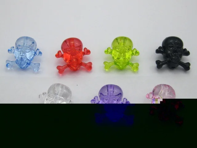 

30 Mixed Colour Transparent Halloween Skull Cross Bones Beads 21mm(0.83")