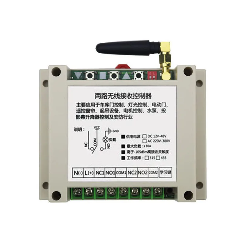 Mới nhất DC12V 24 V 36 V 48 V 10A 2CH Không Dây Điều Khiển Từ Xa Hệ Thống chuyển mạch 1 cái Receiver & 6 cái 2 Phím kim loại không thấm nước từ xa