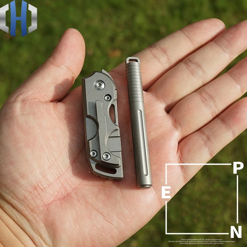 Mini Titanium Pen Portable Portable EDC Gadget Outdoor Peralatan Kepribadian Kreatif Pena Tanda Tangan