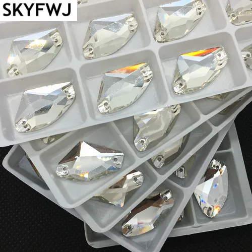 Crystal Clear Color AX Shape Sew on Rhinestones Flatback 2 Holes Galactic Sewing Glass Crystals 9x14mm 12x19mm 16x27mm 5x10mm