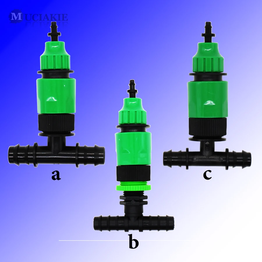 

MUCIAKIE Garden Irrigation 1/4" to 16mm Reducing Tee Barb 1/2" to 1/4" 3/8"Hose Tee Quick Connector Hose Water Splitter