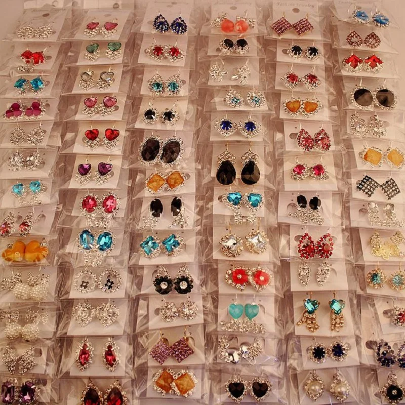 New 36 pairs women's earring Korean style metal rhinestone pendientes mujer moda drop earrings fashion jewelry dropshipping