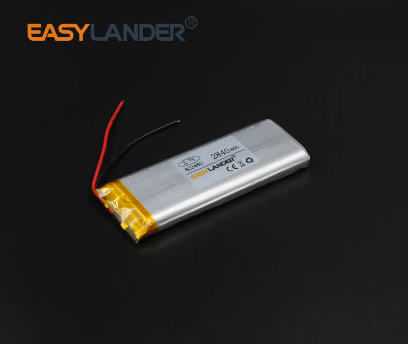 3.7V 2840mAh 803480 Rechargeable Lithium Li-ion Li Polymer Battery For bluetooth headset GPS PSP PDA MP3 MP4 speaker