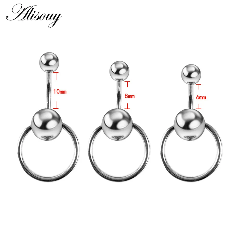 Alisouy 1 Piece 14G Surgical Stainless Steel Navel Rings Silver color Ball Sexy Belly Button Ring Body piercing Jewelry