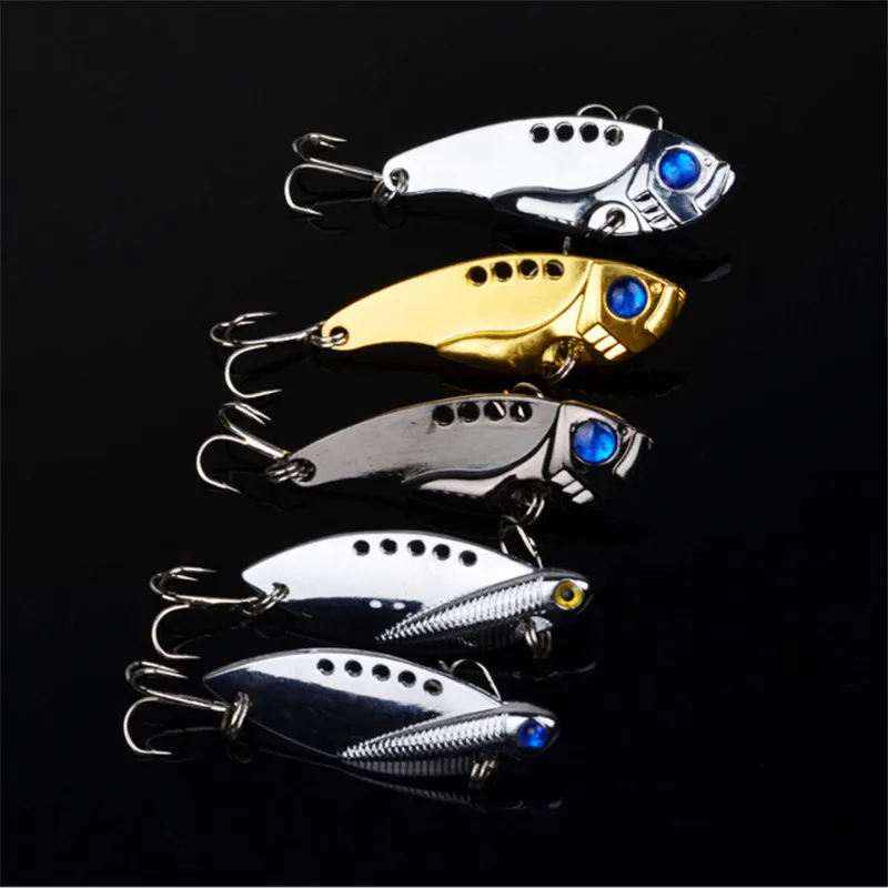 1Pcs Metal VIB Lures 5cm 11g vivid Vibrations Spoon Lure Fishing bait Bass Artificial Hard Bait Cicada lure VIB Bait 3D Eyes