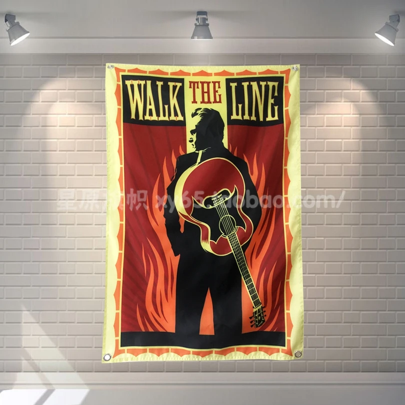 

"walk the line" Movie Poster Banners Bar Cafe Hotel Theme Wall Decoration Hanging Art Waterproof Cloth Polyester Fabric Flags